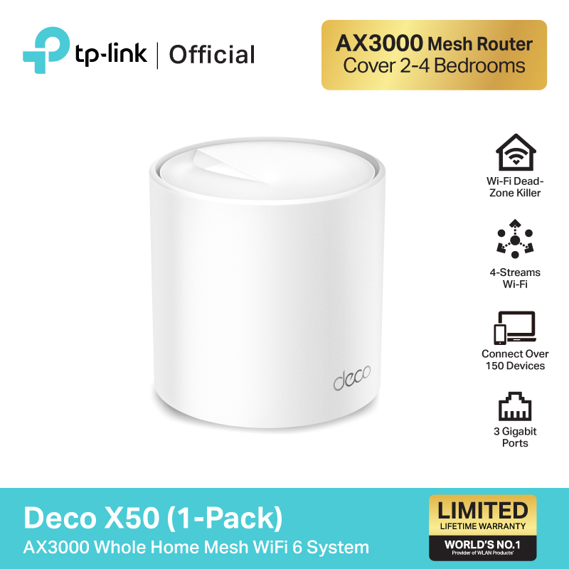TP-Link Deco X50 AX3000 Whole Home Mesh WiFi 6 System ใน 1 กล่องมี 1, 2 หรือ 3 เครื่อง (สามารถเลือกซื้อได้)