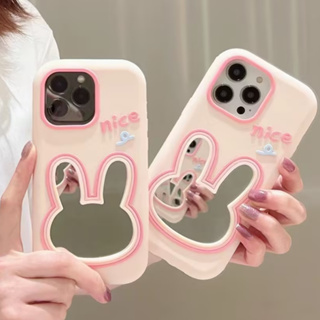 🎁ส่งของขวัญ🎁เคสไอโ case for iphone 11 12 การ์ตูนกระต่ายกระจกน่ารัก เคส 14 13 12 11 pro max เคสโทรศัพท์ซิลิโคน