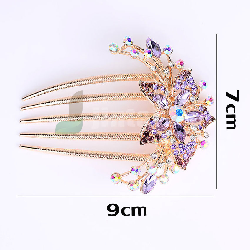 Hair Accessories กิ๊บติดผม เครื่องประดับผม หวีเสียบ หวีเสียบผม หวีสับผม  ปิ่นปักผม  รุ่น 5 ขา คริสตัลดอกไม้งานแฮนด์เมด