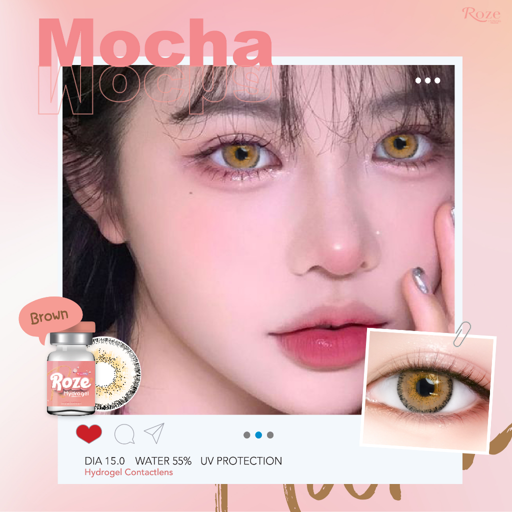 มีค่าสายตา Rozelens Mocha Gray Brown บิ๊กอาย สุดปัง คอนแทคเลนส์ รายเดือน มีอย แถมตลับฟรี เลนส์นิ่ม สวยปังมาก