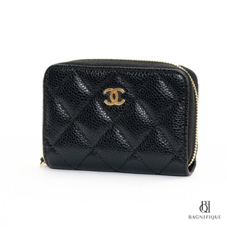 NEW CHANEL ZIPPED COIN WALLET SHORT BLACK CAVIAR GHW