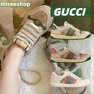 🍒กุชชี่ Gucci รองเท้าผ้าใบ Screener Leather Sneaker