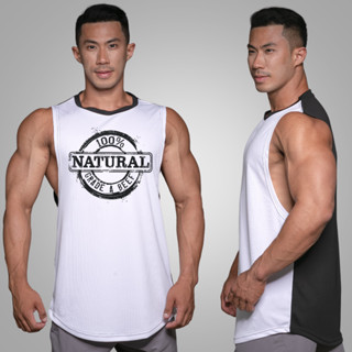 100% NATURAL GRADE A BEEF เสื้อแขนกุดเว้าแขนกว้าง Drop Arm Sleeveless Muscle Shirt