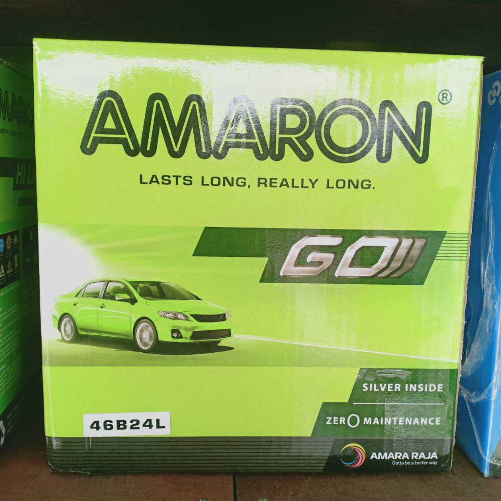แบตเตอรี่ AMARON รุ่น 46B24L GO 45แอมป์ ใช้สำหรับรถเก๋งเล็ก และกลาง ขั้วซ้าย (L) มีความคงทน และ CCA 