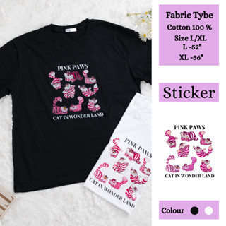 Pink Paw  T -shirt (อก 52-56”) เสื้อยืดผ้าคอตตอน 100% Plus size