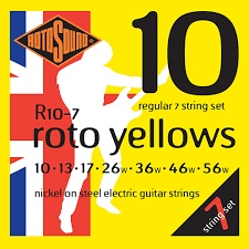 Rotosound สายกีต้าร์ไฟฟ้า 7 สาย ขนาด 0.10-0.56 รุ่น Roto yellows (Made in England)