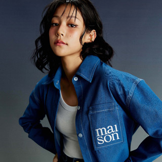 maison KEEPS Bay Denim Shirts เสื้อเชิ้ตยีนส์ ทรง oversize ปักโลโก้ maison