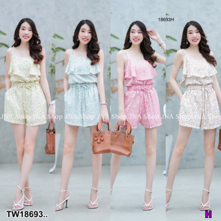 18693 set 2 ชิ้น สายเดี่ยว ลายดอกเล็ก + กางเกงขาสั้น set of 2 pieces, tank top, small flower pattern + shorts