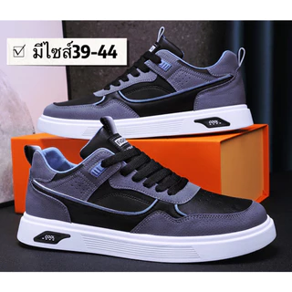 mavis.fashion รองเท้าผ้าใบผู้ชาย แฟชั่น M115 ดำ ขาว พร้อมส่ง