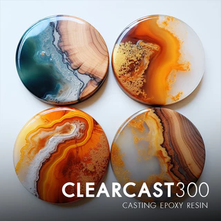 CLEARCAST300 อีพ็อกซี่หล่อใส เหลว ใส แข็ง ทนทาน หล่อใสงานศิลปะ โมเดล เครื่องประดับ พวงกุญแจ [ชุด XS - 300 กรัม]