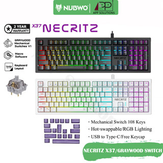 💥Free MousePad💥NUBWO KEYBOARD(คีย์บอร์ด)Gaming รุ่นNECRITZ X37 Black/White(GRAYWOOD Switch)