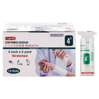[ยกกล่อง] ผ้าก๊อซยืดพันแผล Longmed Conforming Bandage 1 กล่อง 12 ม้วน เลือกขนาด 2 3 4 6 นิ้ว