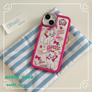 ❤️ส่งของขวัญ❤️ เคสไอโฟน 11 12 13 14 Pro Max การ์ตูน แมว พื้นผิวกระจก สาวน่ารักหัวใจ เรียบง่าย Case for iPhone สไตล์วรรณศ