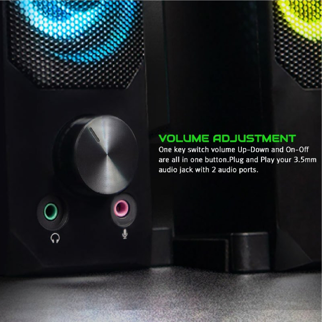 EGA TYPE S3 ลำโพงคอม SPEAKER ลำโพงมีไฟ ไฟLED ระบบเสียง Stereo Speakers ใช้งานง่าย ลำโพงเกมมิ่ง Gaming