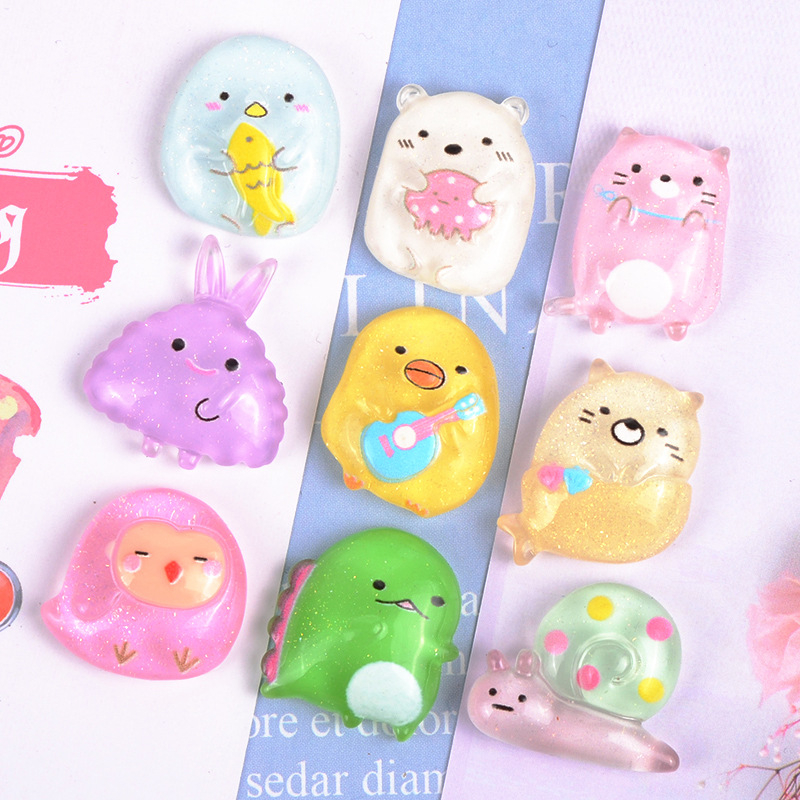 K06 (ชุดคละ 10 ชิ้น) เรซินตกแต่ง งาน DIY แต่งเคสโทรศัพท์ งานฝีมืออื่นๆ ชุดสายรุ่ง โบว์ใส สัตว์ใส ไอศกรีมหวานเย็น