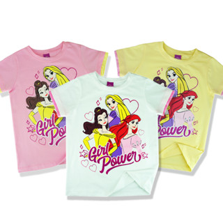 เสื้อยืดเด็กหญิง (4-10ขวบ) *ลิขสิทธิ์แท้* ผลิตไทย ลายเจ้าหญิง ดิสนีย์ Disney Princess พร้อมส่ง