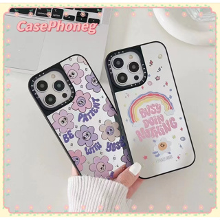 🍑CasePhoneg🍑ชาร์จแบบแม่เหล็ก ป้องกันการหล่น ขอบเต็ม iPhone 11 14 pro max ขอบดำ พื้นผิวกระจก รุ้ง case for iPhone 12 13