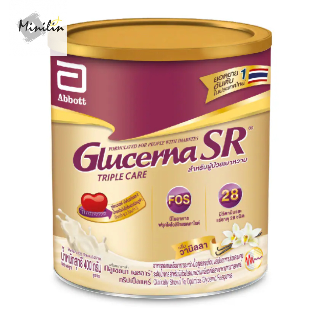 [Exp.02/2024 ]Glucerna SR กลูเซอนาเอสอาร์ วานิลลา 400ก. อาหารทดแทนสูตรครบถ้วนสำหรับผู้ป่วยโรคเบาหวาน