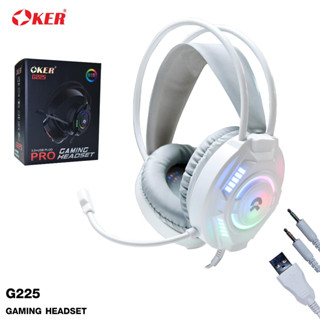 หูฟังเกมมิ่ง OKER G225  (แถมฟรีแจ๊คแปลง GLEX003 ใช้กับมือถือ)ระบบไฟสี Rainbow PRO GAMING HEADSET Jack 3.5+USB