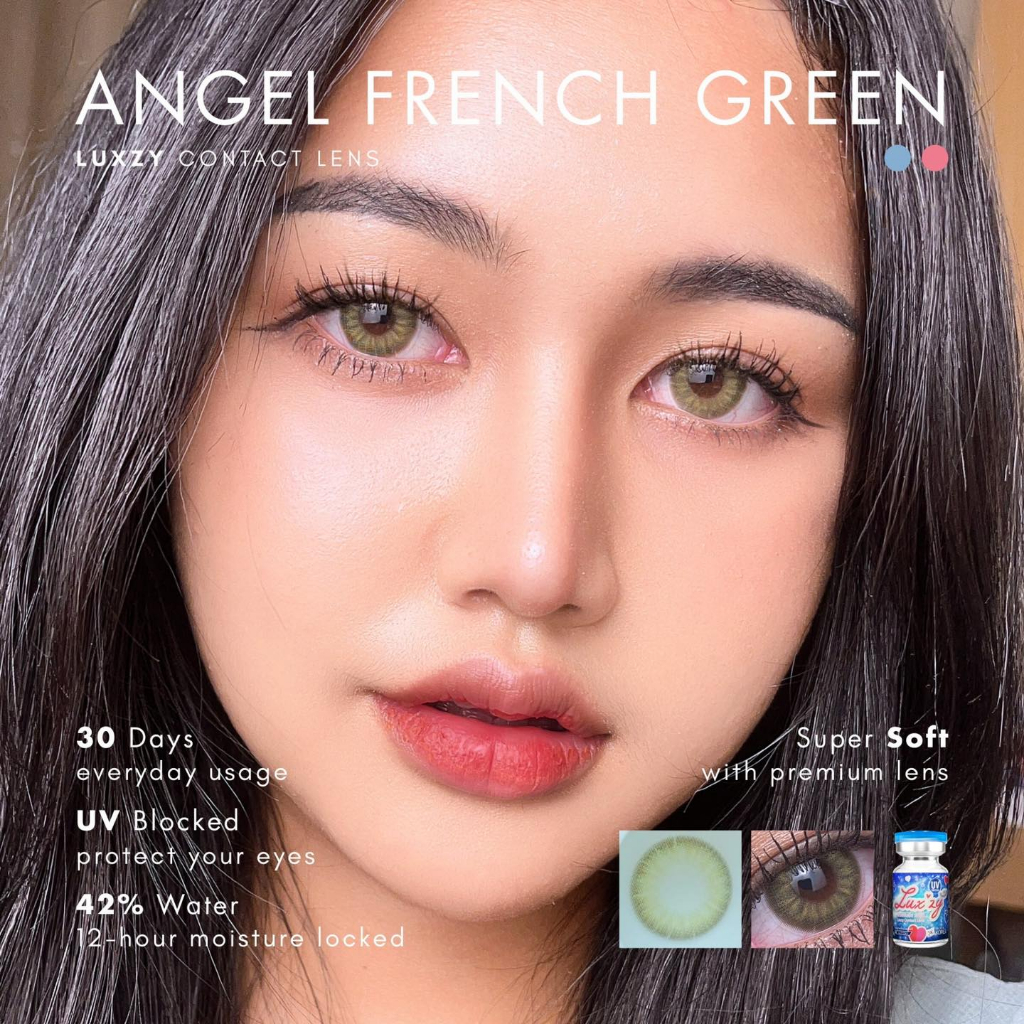 คอนแทคเลนส์🌈Angel French🌈 Green / Blue (Luxzylens) ขนาดมินิ💖 รุ่นฮิตล่าสุดจากเกาหลี - รูปที่ 3