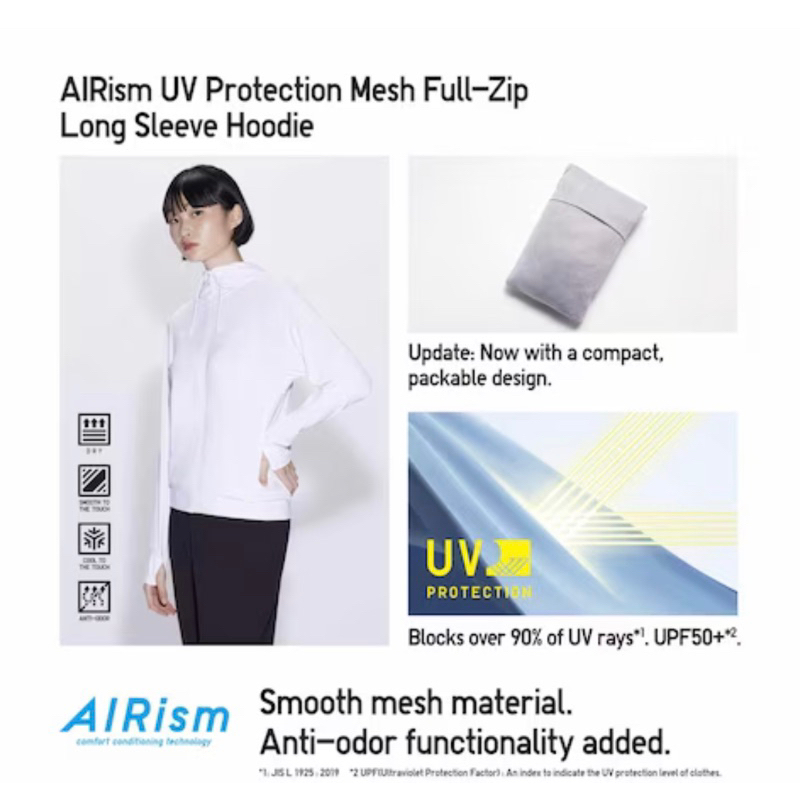 เสื้อฮู้ด AIRism กันยูวี UV Protection ผ้าตาข่าย มีซิป แขนยาว