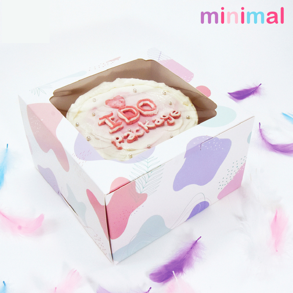 yourpack - (Cake-Minimal) กล่องเค้ก 1-2 ปอนด์ทรงสูง ลาย Minimal 10ใบ/แพ็ค