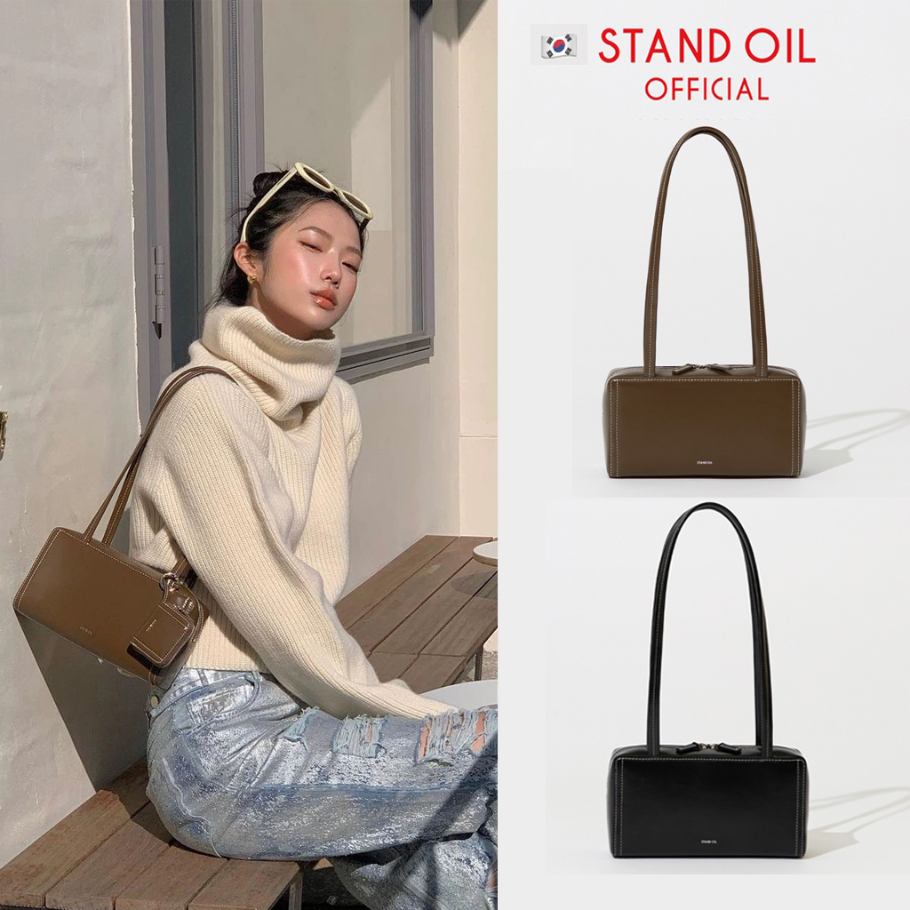 นำเข้าจากเกาหลี STAND OIL Post Bag / Stitch Mocha / Black องแท้ 100%
