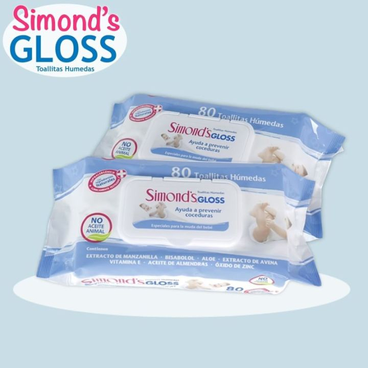 ทิชชู่เปียก Simond's Gloss สูตรอ่อนโยน 80 แผ่น/ห่อ ใช้ได้ทั้งเด็กและผู้ใหญ่กระดาษทิชชู่เปียก ทิชชู่เปียกเด็ก ทิชชู่เปียก