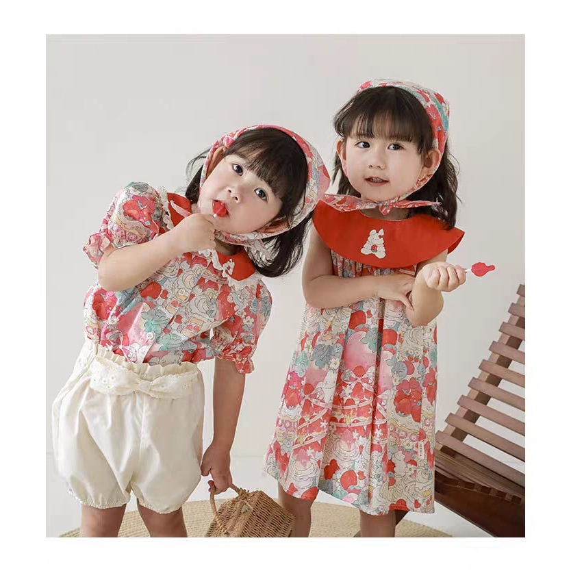 ชุดเดรสน้องกระต่ายสีส้ม