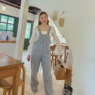 เอี๊ยมยีนส์ ทรงหมี ขายาว สีอ่อน พร้อมส่ง