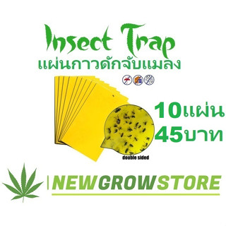 (10แผ่น 45บาท) แผ่นกาวดักแมลง กาวทนแดดฝนรุ่นพิเศษ ไม่ต้องใช้เคมี แผ่นกาวดักจับแมลง สีเหลือง กาว 2 หน้า กระดาษจับแมลง