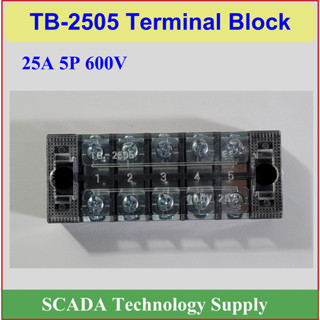 Terminal 5P TB-2505 25A 600Vเทอร์มินอล 5 ช่อง ตัวนำทองแดงและตัวนำเหล็ก(ส่งจากไทย)