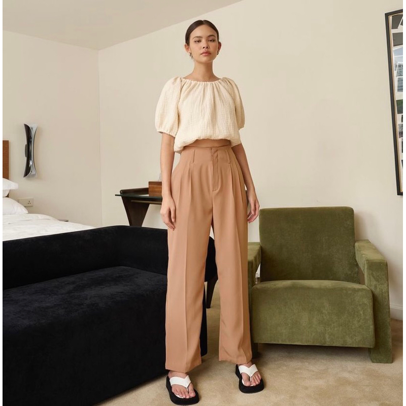 The Pocket Wood Ella Pants size S สี Light brown