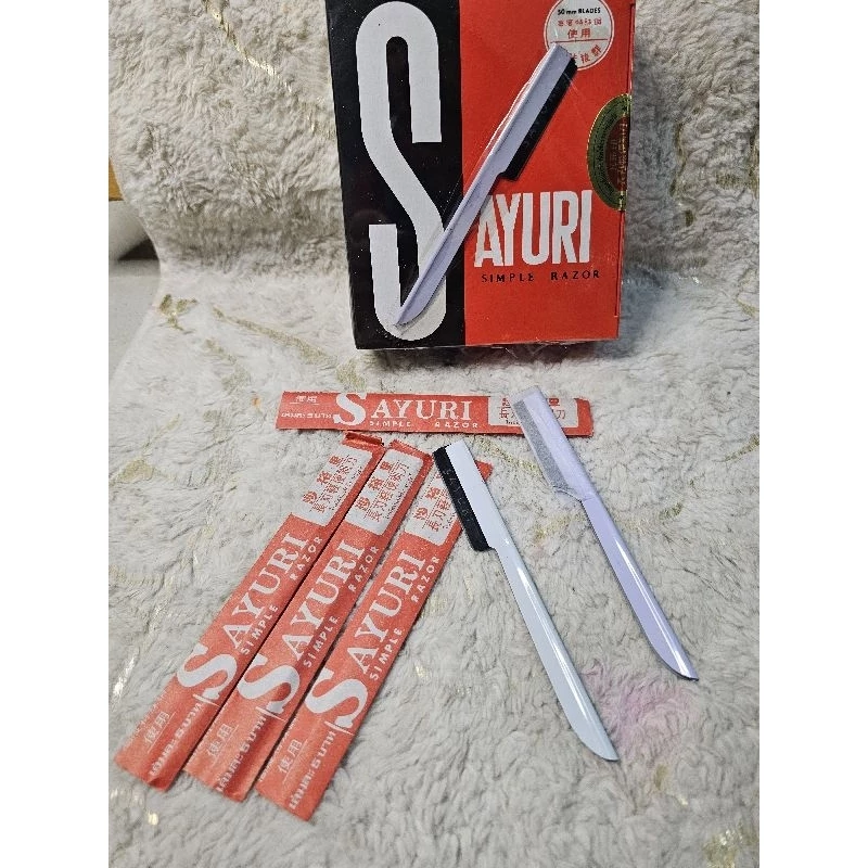 🏍24h.พร้อมส่ง🚚มีดโกน sayuri ด้ามขาว 1กล่อง/[+- 40ชิ้น]