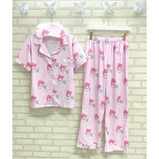 เซตชุดนอนผ้าไหมเกาหลี Freesize (เสื้อแขนสั้น+กางเกงขายาว+ผ้าปิดตา)