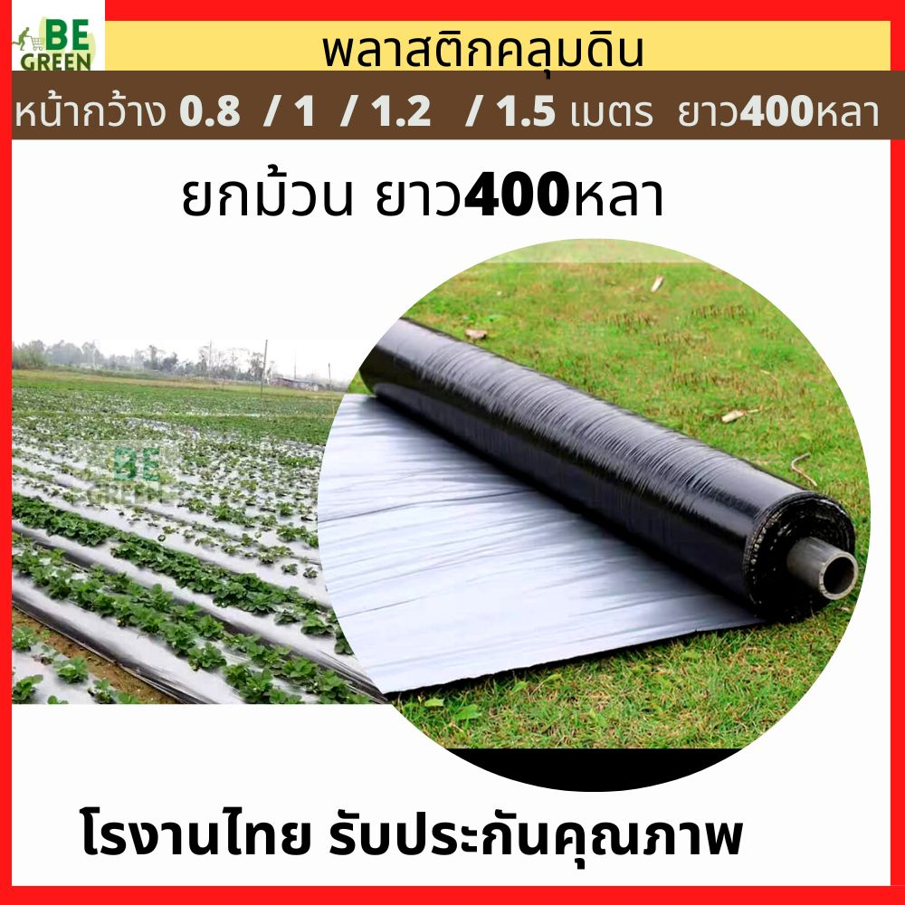 ผ้าคลุมดิน พลาสติกคลุมดิน 400หลา กว้าง0.8เมตร เจาะรู  เทาดำ คลุมร่อง คลุมแปลง ผ้าคลุมดิน ผ้าคลุมแปลง
