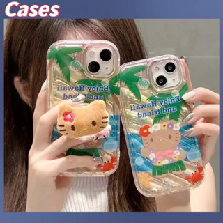 คูปองเคลม🎀เคสไอโ case for iphone 11 12 การ์ตูนน่ารักฮาวายHelloKitty เคส 14 13 12 11 pro max เคสโทรศัพท์มือถือที่สร้างส