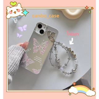 🎁ส่งของขวัญ🎁เคสไอโฟน สำหรับ 11 14 for iPhone Case 13 12 Pro Max แฟชั่น ผีเสื้อ โซ่มุก กันกระแทก เคสนิ่ม เคสโทรศัพท์