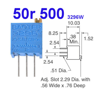 (5ชิ้น)VR เกือกม้า 50 ohm (500) 3296W Trimpot Variable Resistor (Trimmer Potentiometer)