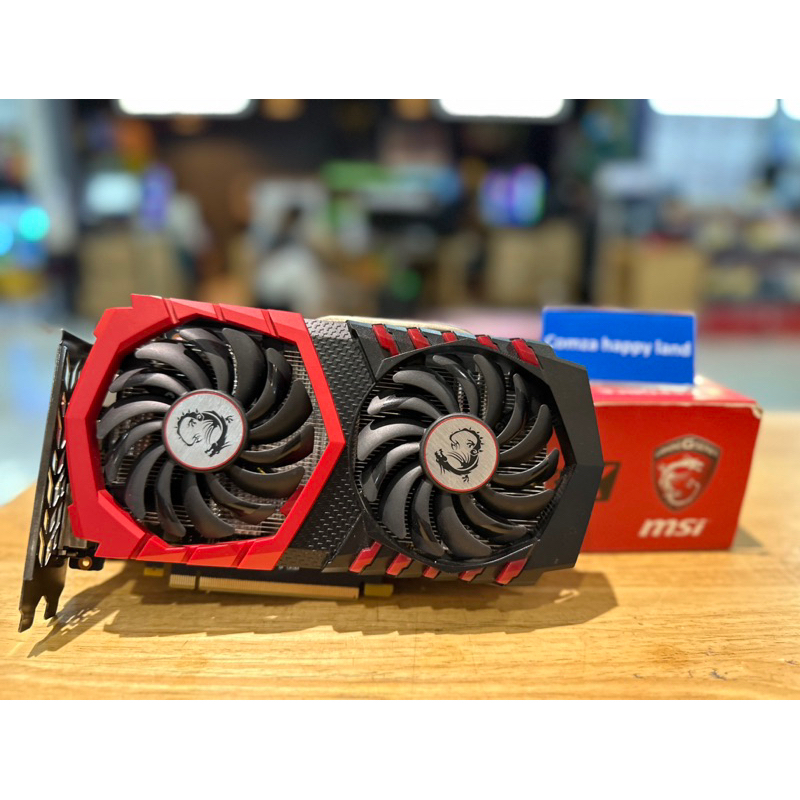GTX 1050ti 4gb Msi gamming x มังกรแดง ต่อไฟเพิ่ม 6 pin การ์ดจอ มือสอง พร้อมส่ง