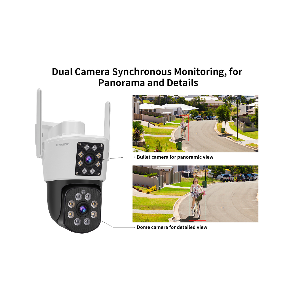Vstarcam C662DR (เลนส์คู่) ความละเอียด 2.0 MP (1296P) กล้องวงจรปิดไร้สาย ภาพสี มีAI+ คนตรวจจับสัญญาณเตือน Outdoor Cam