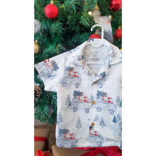 [ส่งฟรี] Jersey Babybrand : Daddy Santa Shirt เสื้อเชิ้ตคุณพ่อ สีขาว ลายพิมพ์