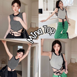 เสื้อครอปแขนกุด มีเชือกพันผูกรอบเอวแบบเก๋ๆ MINA TOP