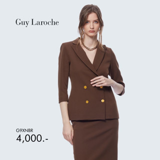 Guy laroche แจ็คเก็ตเข้ารูปสีน้ำตาล Double B Shape up Jacket (G9XNBR)