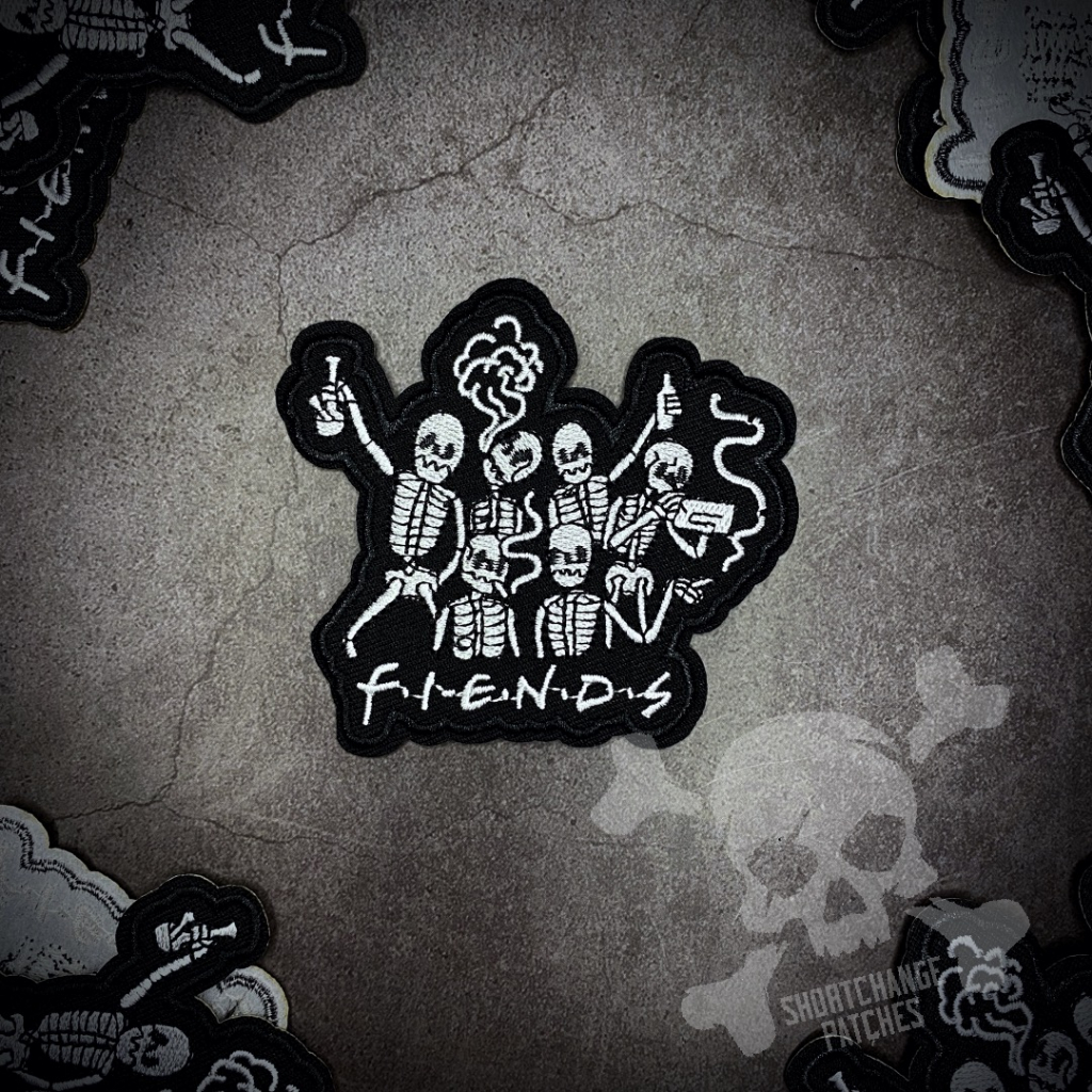 ตัวรีดติดเสื้อ ตัวรีดลายปัก อาร์มปัก How You Doin' Fiends Patch - 8cm(L)x9cm(W)