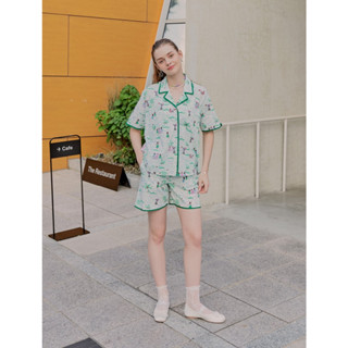 เซตชุดนอน รุ่น Green Cotton Hawaii Print PJ Set