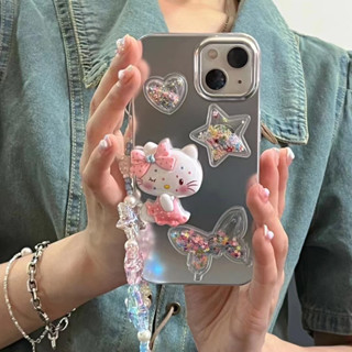 ✨สไตล์ใหม่✨เคสไอโฟน 14 Pro Max เคส for 11 12 13 Pro Max เคสพกพาสะดวก Kitty สร้อยข้อมือ การชุบ iPhone 13 Case