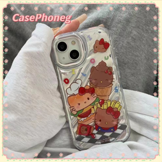 🍑CasePhoneg🍑ป้องกันการหล่น ขอบเต็ม iPhone 11 14 pro max การ์ตูน Hello Kitty ระลอก สีขาว หวานสวย case for iPhone 12 13