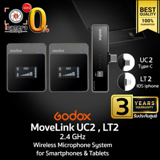 ผ่อน 0%** Godox Microphone MoveLink UC2 &amp; LT2 - 2.4 GHz Wireless Microphone สำหรับ Smartphones &amp; Tablets -ประกันศูนย์3ปี