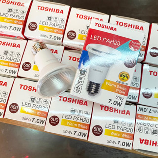 [ยกกล่อง19หลอด] Toshiba หลอดพาร์20 Led PAR20 Warm White 7W แสงสีวอร์ม ขั้ว E27